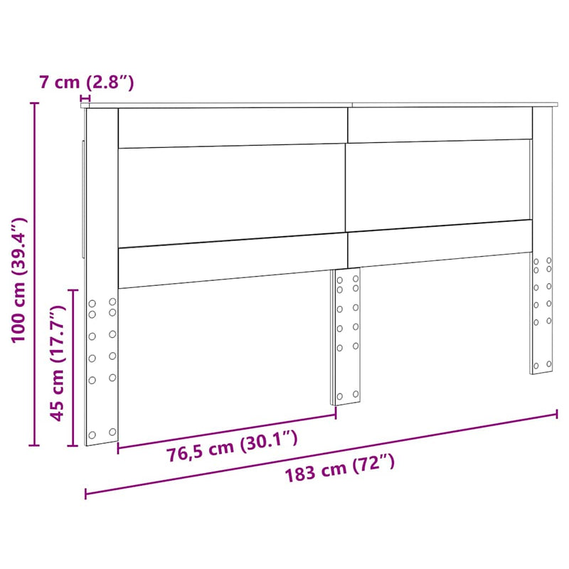vidaXL Fejtámla fejtámlával Sonoma tölgy 180 cm Faanyag