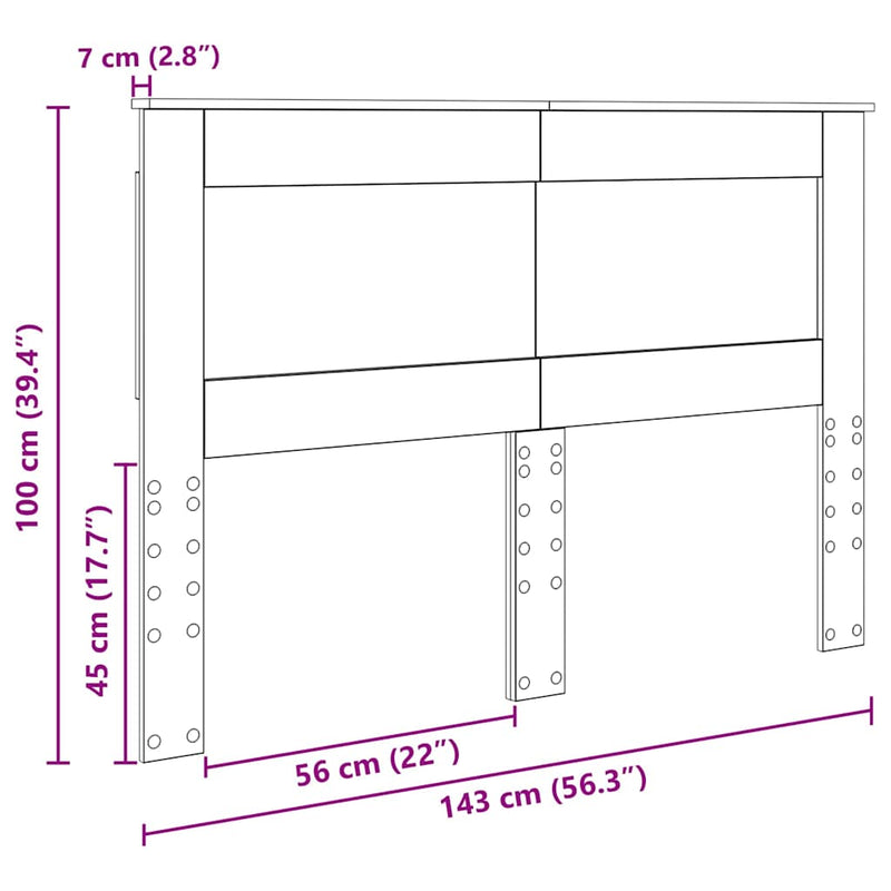 vidaXL Fejtámla fejtámlával Beton Szürke 140 cm Faanyag