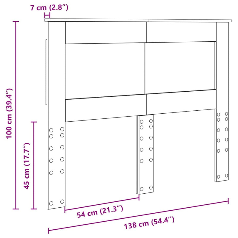 vidaXL Fejtámla fejtámlával Artisan tölgy 135 cm Faanyag