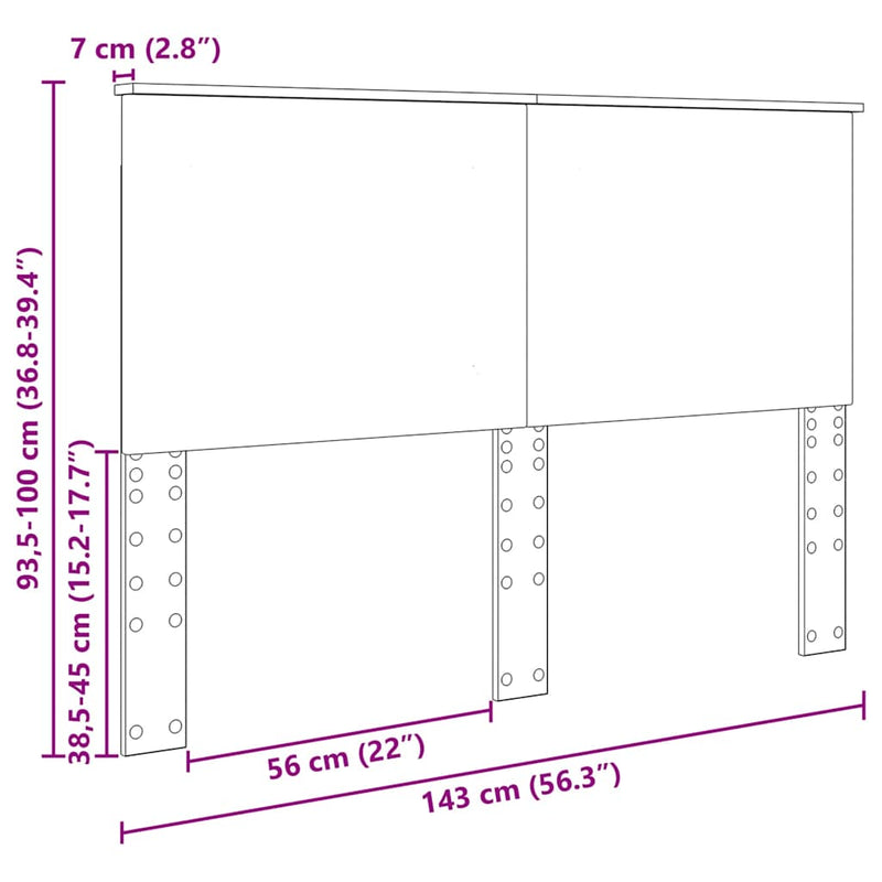 vidaXL Fejtámla fejtámlával Szürke Sonoma 140 cm Faanyag