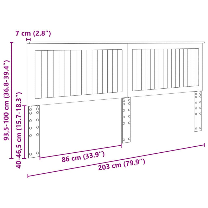 vidaXL Fejtámla fejtámlával Sonoma tölgy 200 cm Faanyag