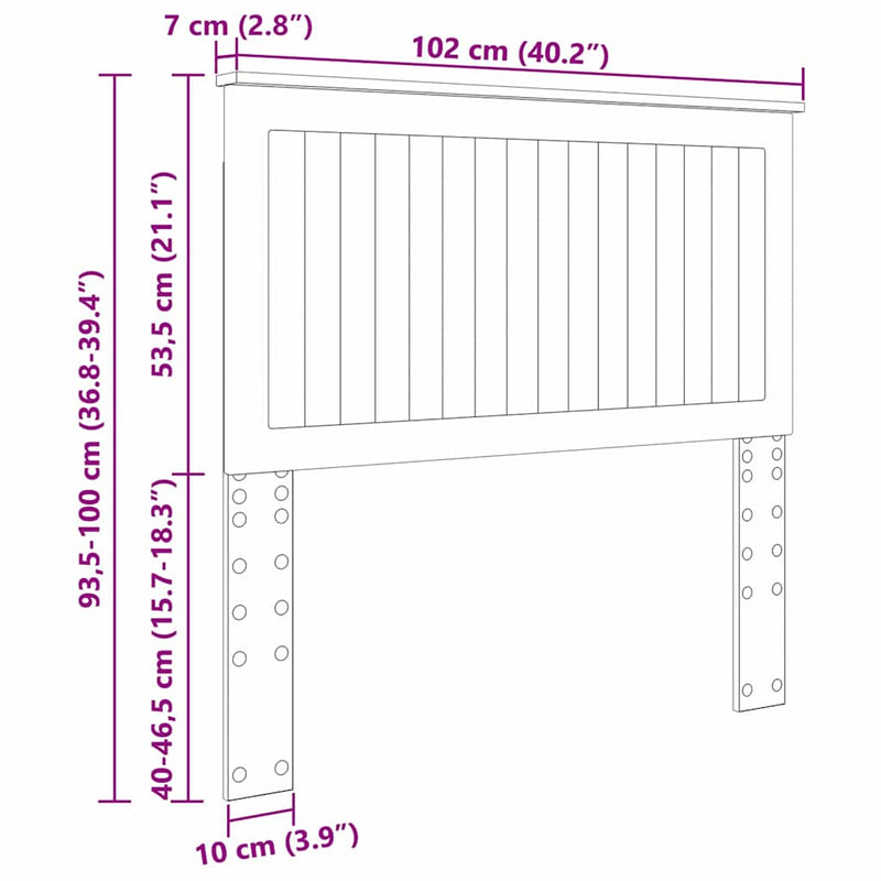 vidaXL Fejtámla fejtámlával Fehér 100 cm Faanyag