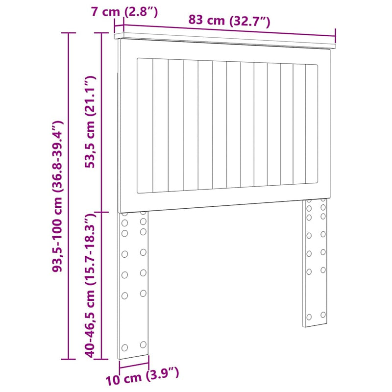 vidaXL Fejtámla fejtámlával Artisan tölgy 80 cm Faanyag