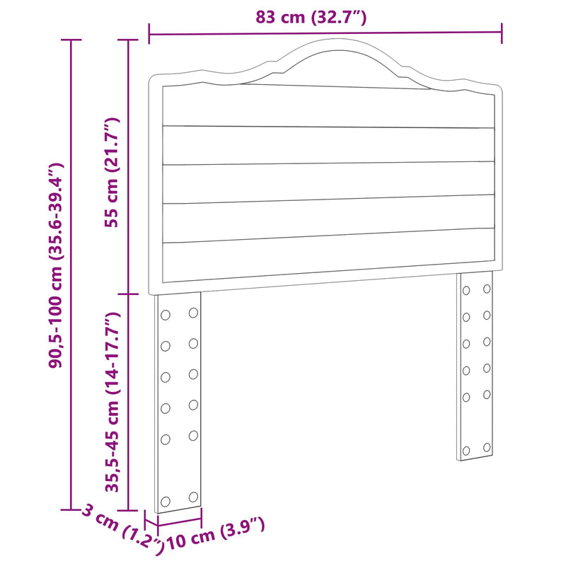 vidaXL Fejtámla fejtámlával Sonoma tölgy 80 cm Faanyag