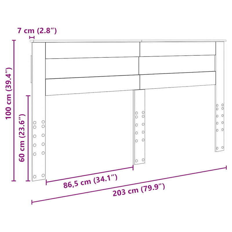 vidaXL Fejtámla fejtámlával Sonoma tölgy 200 cm Faanyag