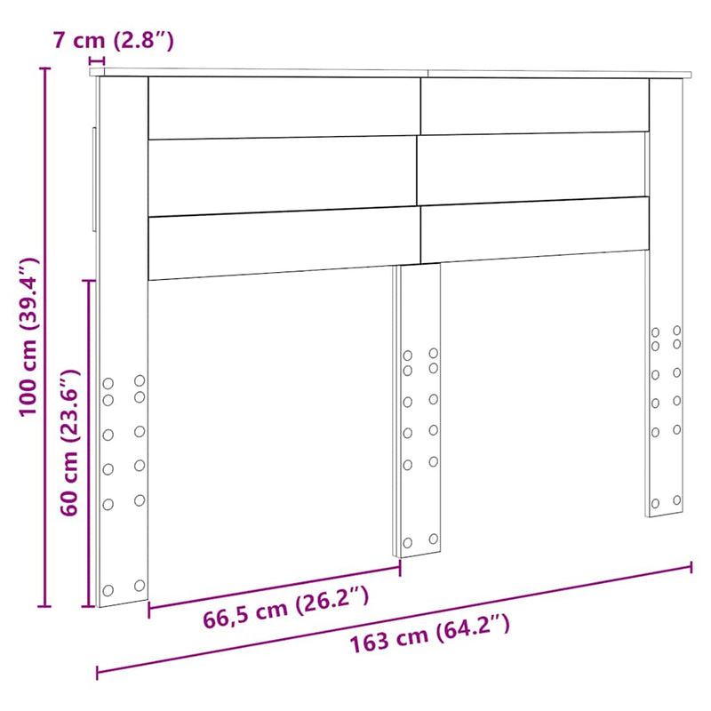 vidaXL Fejtámla fejtámlával Szürke Sonoma 160 cm Faanyag