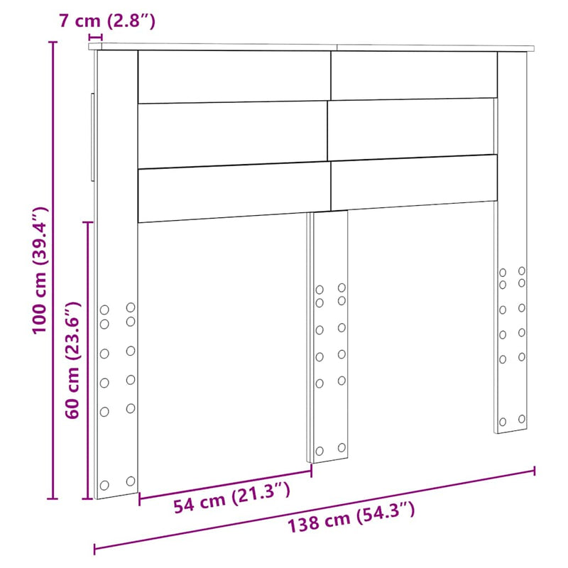 vidaXL Fejtámla fejtámlával Szürke Sonoma 135 cm Faanyag