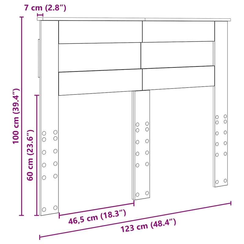 vidaXL Fejtámla fejtámlával Szürke Sonoma 120 cm Faanyag