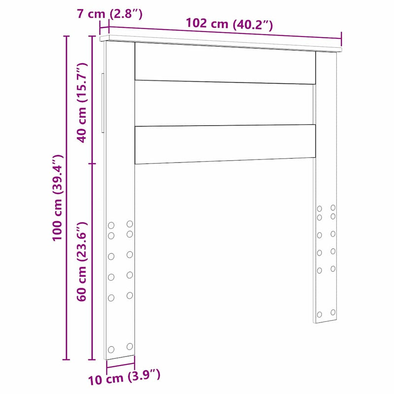 vidaXL Fejtámla fejtámlával Szürke Sonoma 100 cm Faanyag