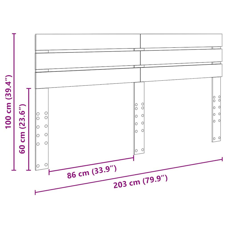 vidaXL Fejtámla fejtámlával Öreg fa 200 cm Faanyag