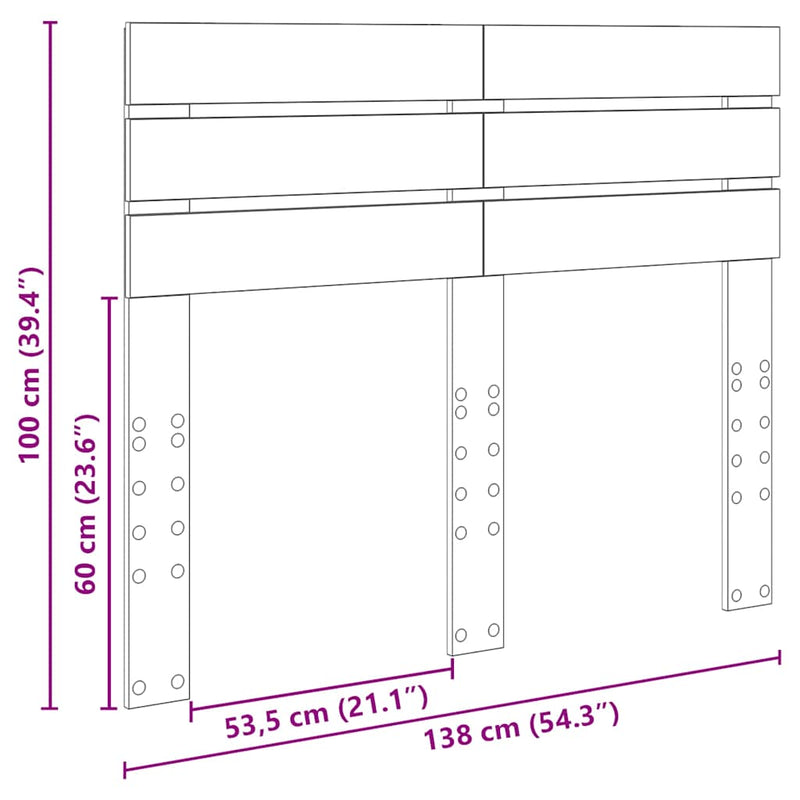 vidaXL Fejtámla fejtámlával Öreg fa 135 cm Faanyag