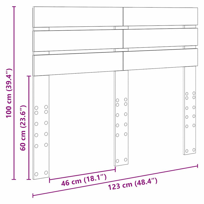 vidaXL Fejtámla fejtámlával Öreg fa 120 cm Faanyag