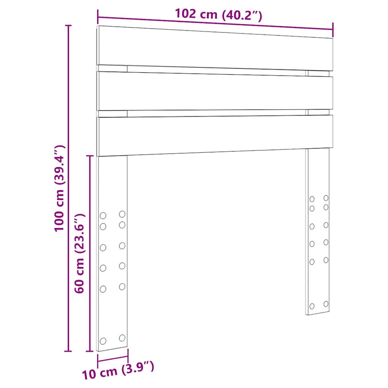 vidaXL Fejtámla fejtámlával Öreg fa 100 cm Faanyag