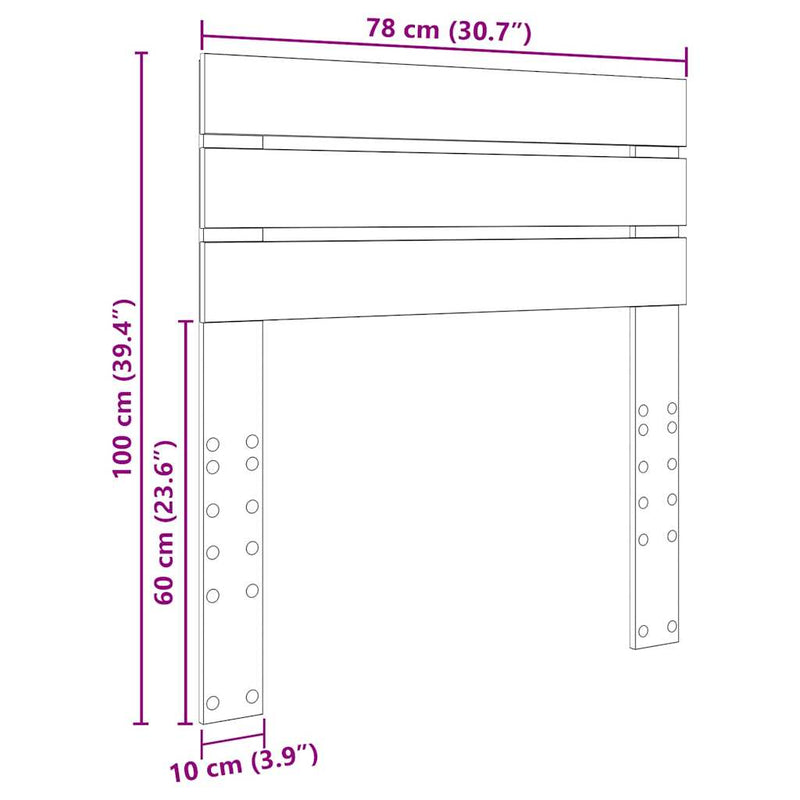 vidaXL Fejtámla fejtámlával Artisan tölgy 75 cm Faanyag
