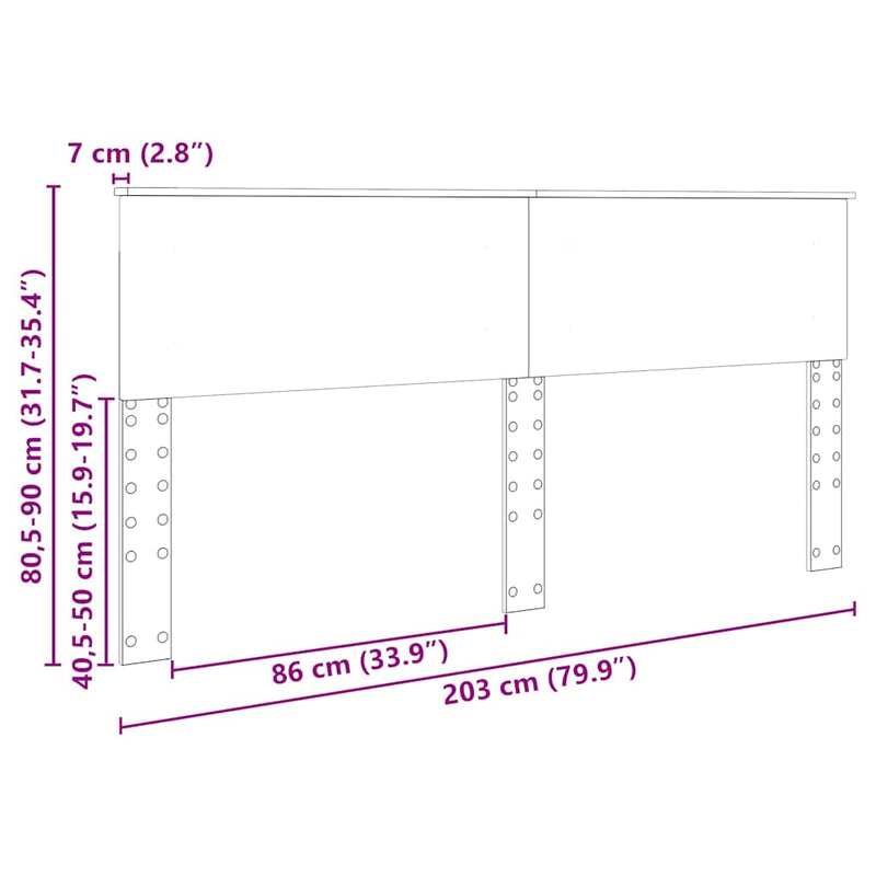 vidaXL Fejtámla fejtámlával Szürke Sonoma 200 cm Faanyag