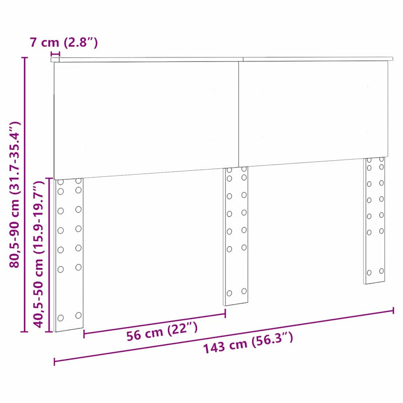 vidaXL Fejtámla fejtámlával Artisan tölgy 140 cm Faanyag
