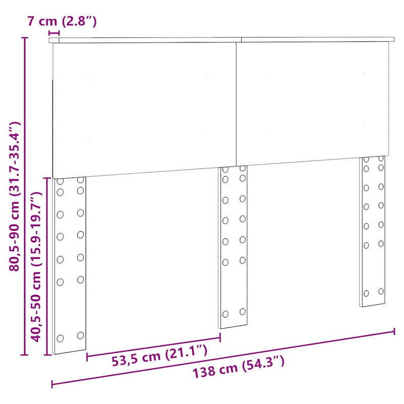 vidaXL Fejtámla fejtámlával Szürke Sonoma 135 cm Faanyag