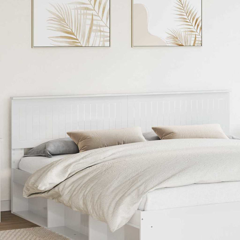 vidaXL Fejtámla fejtámlával Fényes Fehér 200 cm Faanyag