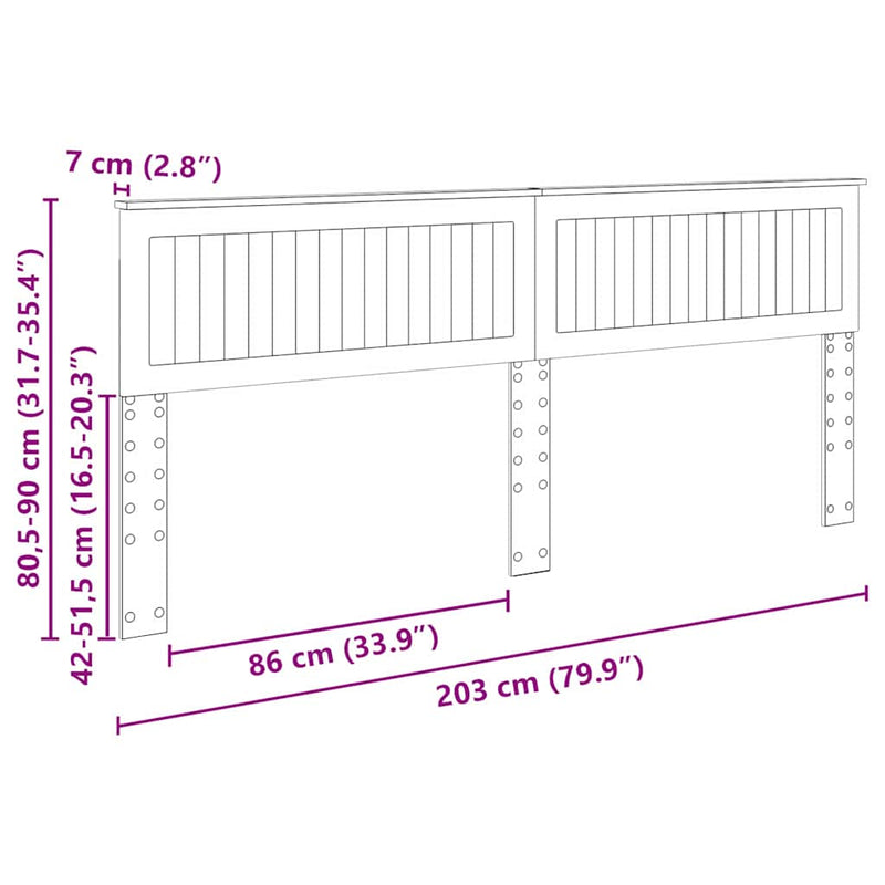 vidaXL Fejtámla fejtámlával Szürke Sonoma 200 cm Faanyag
