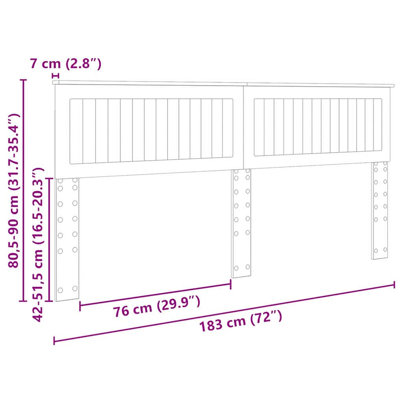 vidaXL Fejtámla fejtámlával Fekete tölgy 180 cm Faanyag