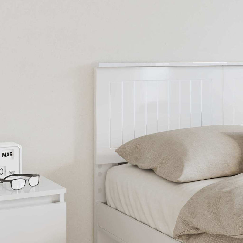 vidaXL Fejtámla fejtámlával Fényes Fehér 135 cm Faanyag