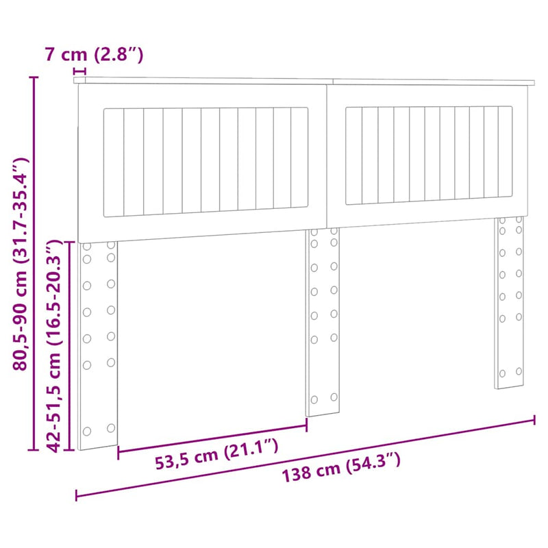 vidaXL Fejtámla fejtámlával Artisan tölgy 135 cm Faanyag
