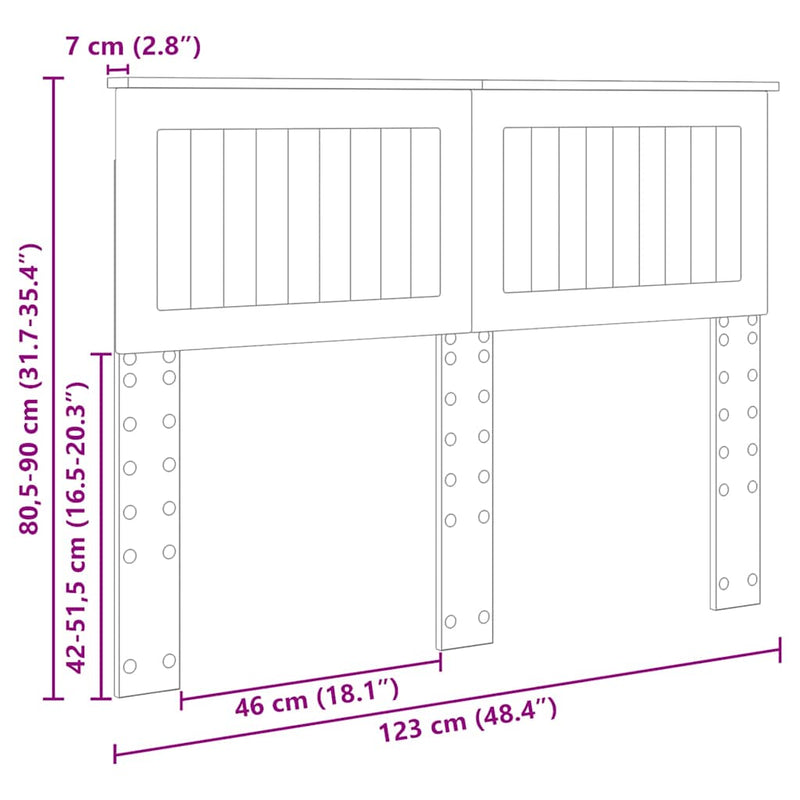 vidaXL Fejtámla fejtámlával Füstölt tölgy 120 cm Faanyag