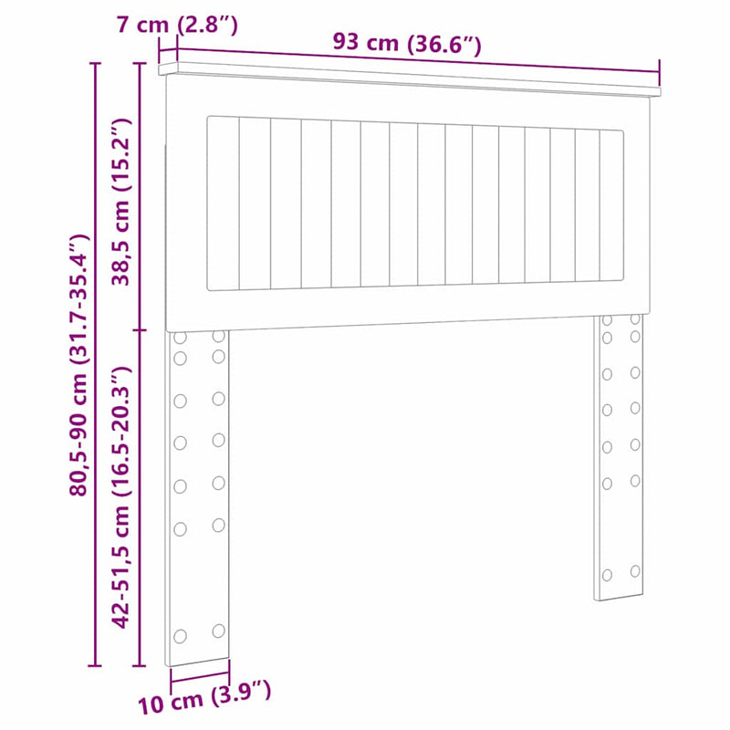 vidaXL Fejtámla fejtámlával Fényes Fehér 90 cm Faanyag