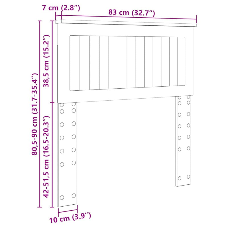 vidaXL Fejtámla fejtámlával Fekete tölgy 80 cm Faanyag