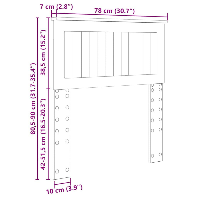 vidaXL Fejtámla fejtámlával Beton Szürke 75 cm Faanyag
