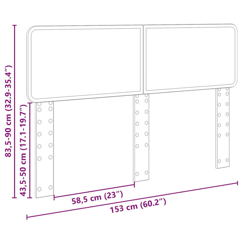 vidaXL Fejtámla fejtámlával Fekete tölgy 150 cm Faanyag