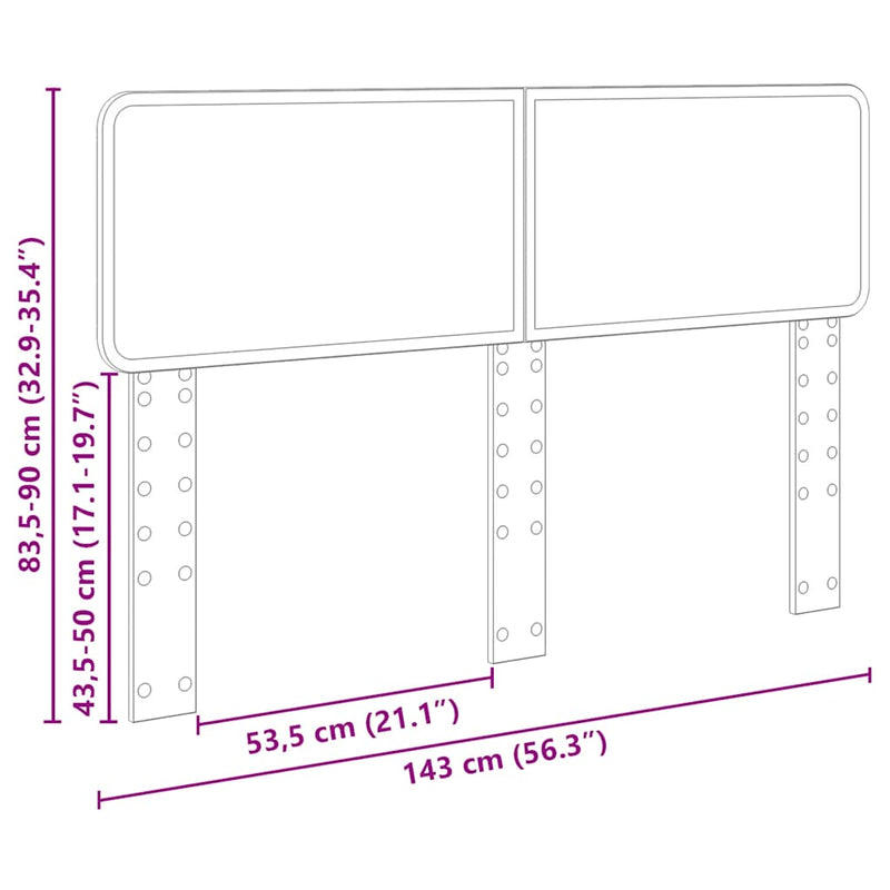vidaXL Fejtámla fejtámlával Fekete tölgy 140 cm Faanyag