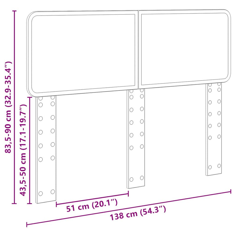 vidaXL Fejtámla fejtámlával Öreg fa 135 cm Faanyag