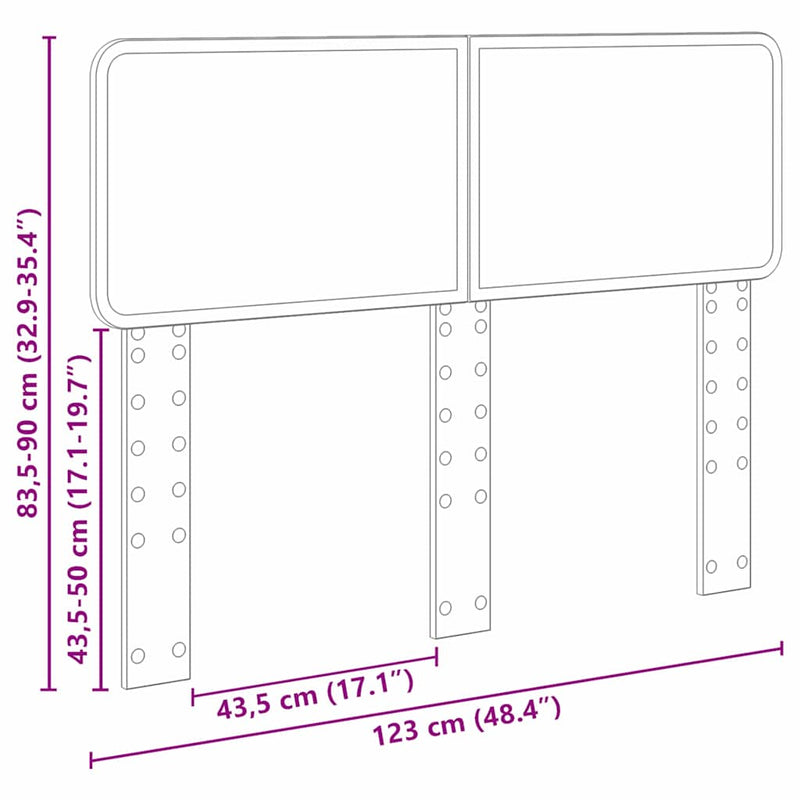 vidaXL Fejtámla fejtámlával Szürke Sonoma 120 cm Faanyag