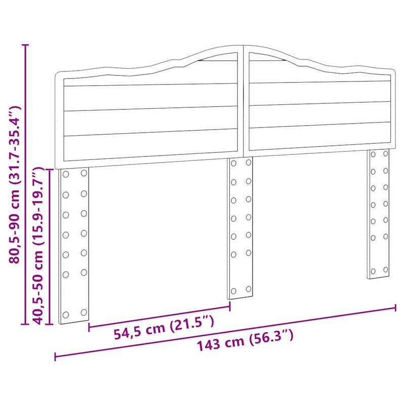 vidaXL Fejtámla fejtámlával Szürke Sonoma 140 cm Faanyag