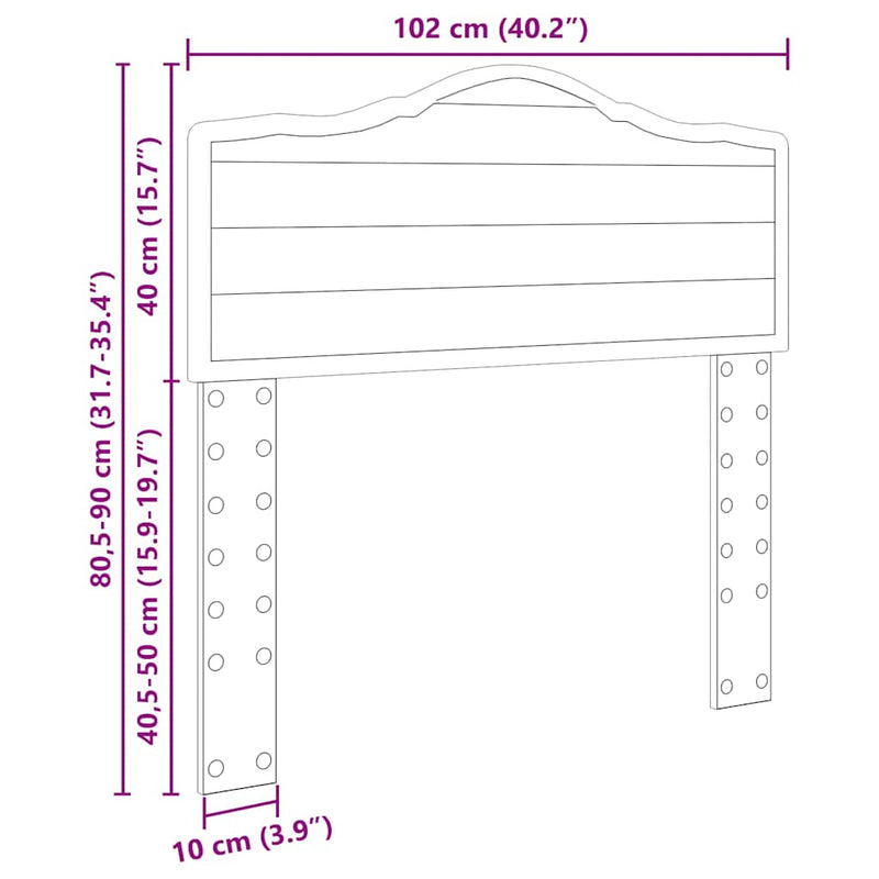vidaXL Fejtámla fejtámlával Sonoma tölgy 100 cm Faanyag