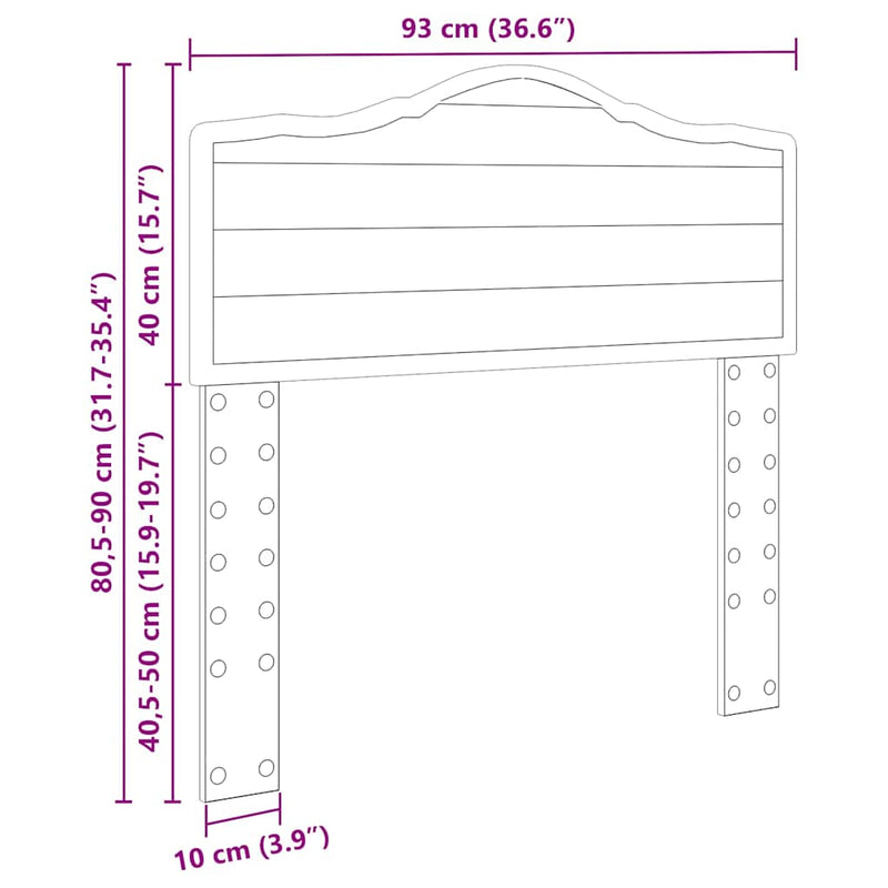 vidaXL Fejtámla fejtámlával Füstölt tölgy 90 cm Faanyag