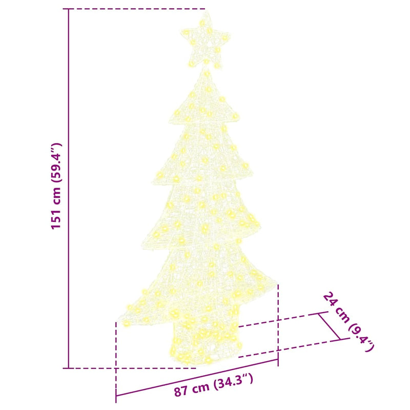 vidaXL Karácsonyfa 160 LED-del Meleg fehér 150 cm Akril