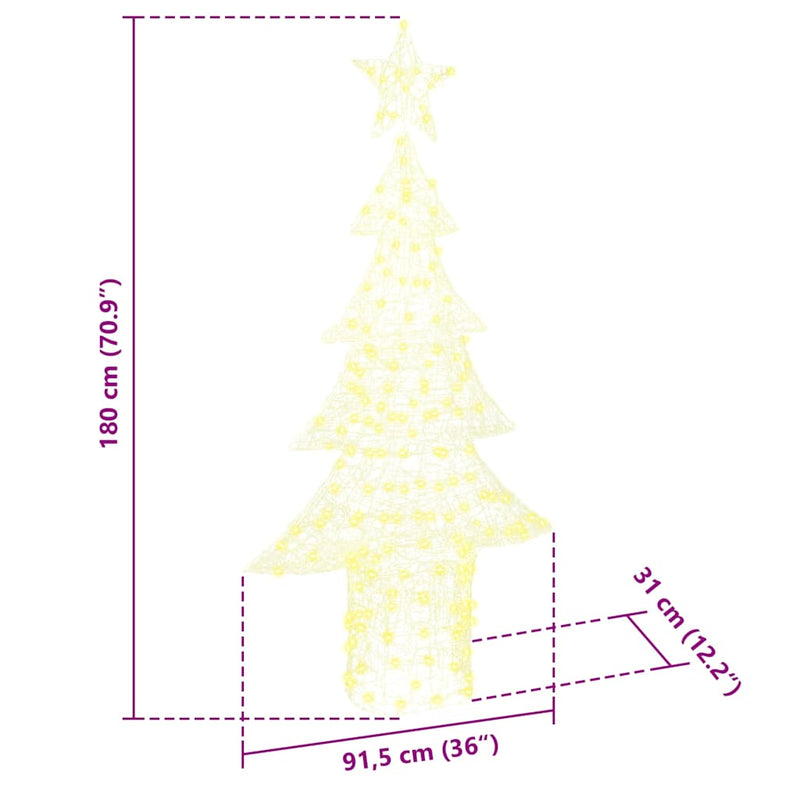 vidaXL Karácsonyfa 240 LED-del Meleg fehér 180 cm Akril