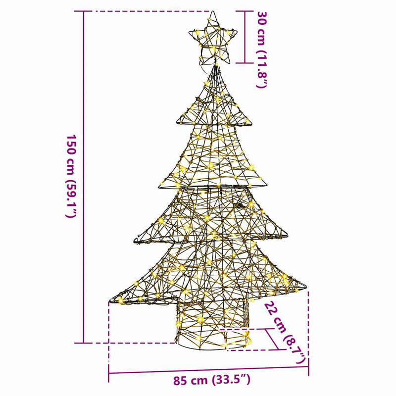 vidaXL Karácsonyfa 120 LED-del Meleg fehér 120 cm Rattan
