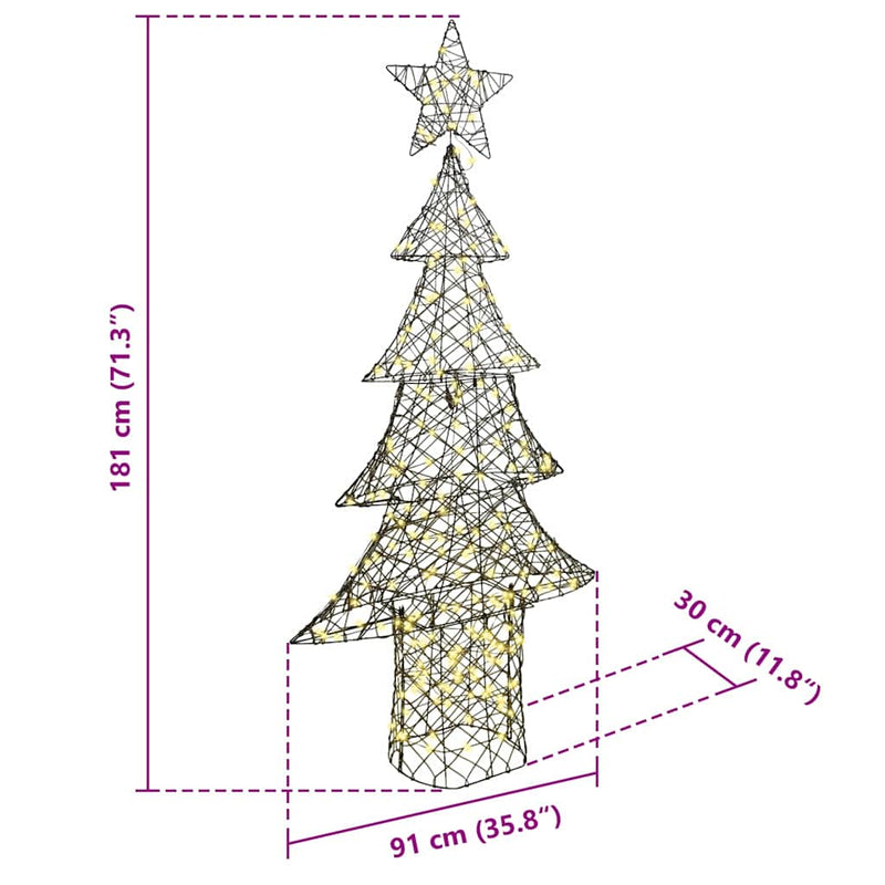 vidaXL Karácsonyfa 240 LED-del Meleg fehér 180 cm Rattan