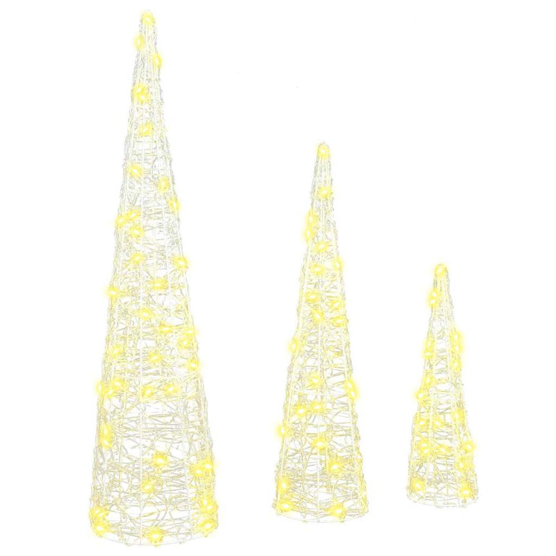 vidaXL Karácsonyfa 90 LED-del 3 pcs Meleg fehér 20 x 20 x 80 cm Akril