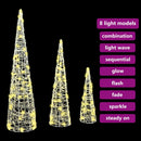 vidaXL Karácsonyfa 90 LED-del 3 pcs Meleg fehér 20 x 20 x 80 cm Akril