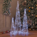 vidaXL Karácsonyfa 90 LED-del 3 pcs Hideg feher 20 x 20 x 80 cm Akril
