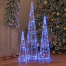 vidaXL Karácsonyfa 90 LED-del 3 pcs Kék 20 x 20 x 80 cm Akril