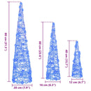 vidaXL Karácsonyfa 90 LED-del 3 pcs Kék 20 x 20 x 80 cm Akril