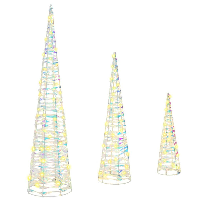 vidaXL Karácsonyfa 90 LED-del 3 pcs Meleg fehér 20 x 20 x 80 cm PET