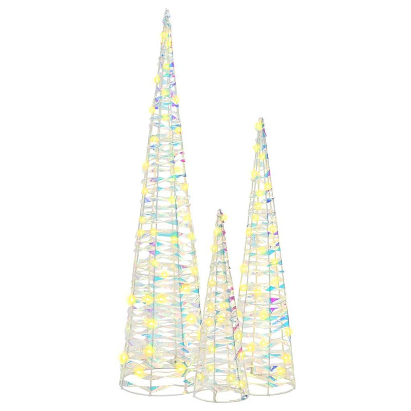 vidaXL Karácsonyfa 90 LED-del 3 pcs Meleg fehér 20 x 20 x 80 cm PET
