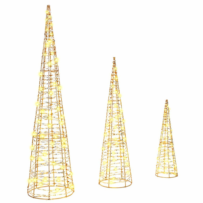 vidaXL Karácsonyfa 90 LED-del 3 pcs Meleg fehér 20 x 20 x 80 cm PET
