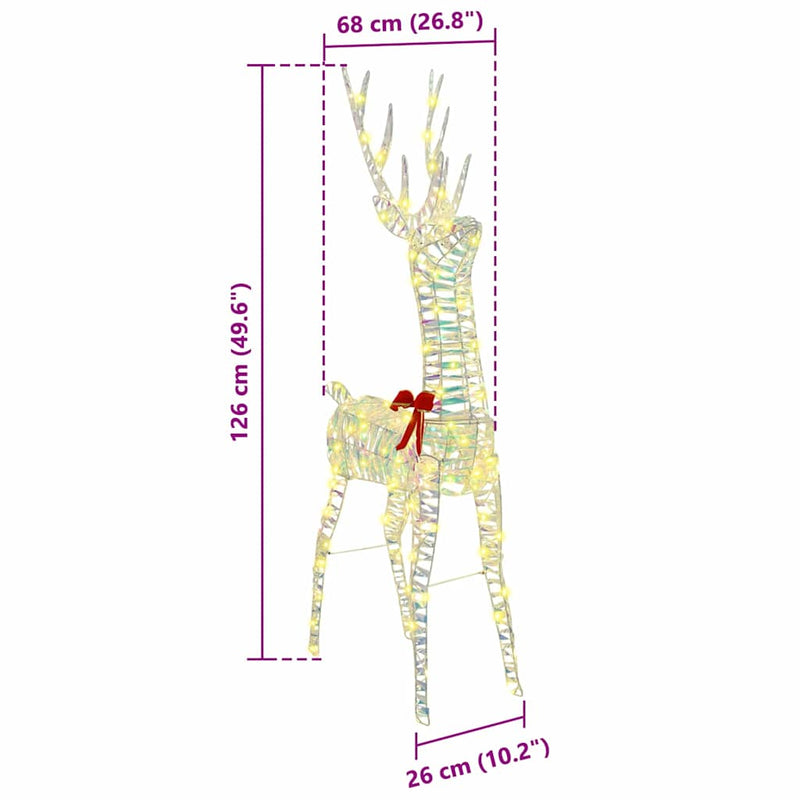 vidaXL 3D rénszarvas Meleg fehér 128 cm PET